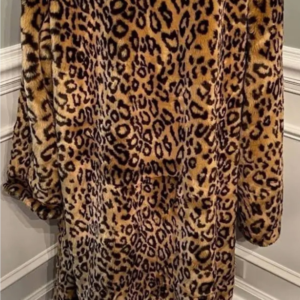 Dennis Basso New York Leopard Faux Fur Long Coat - Picture 9 of 11